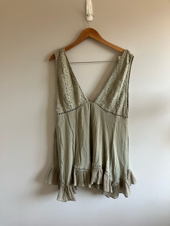 Free People Dresses & Skirts - Free People Freya lace mini dress olive green size Medium resortwear